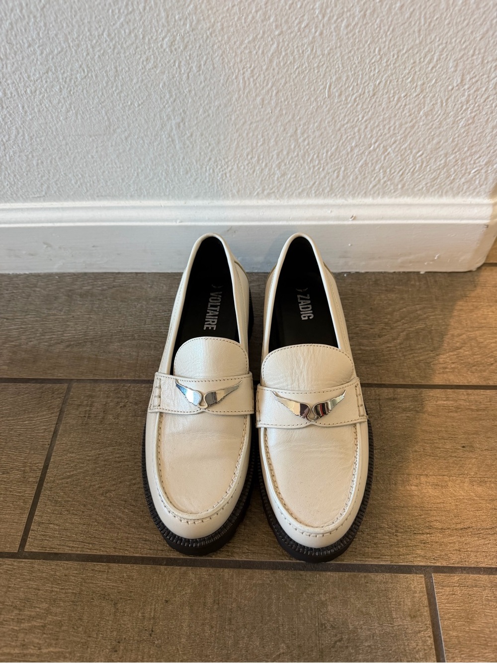 Zadig & Voltaire Women’s White Leather Penny Loafers